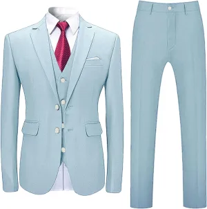 Mens 3 Piece Suit Dress Big and Tall Suit Slim Fit Balzer Jacket & Vest & Pants Set for Wedding Formal Prom Business