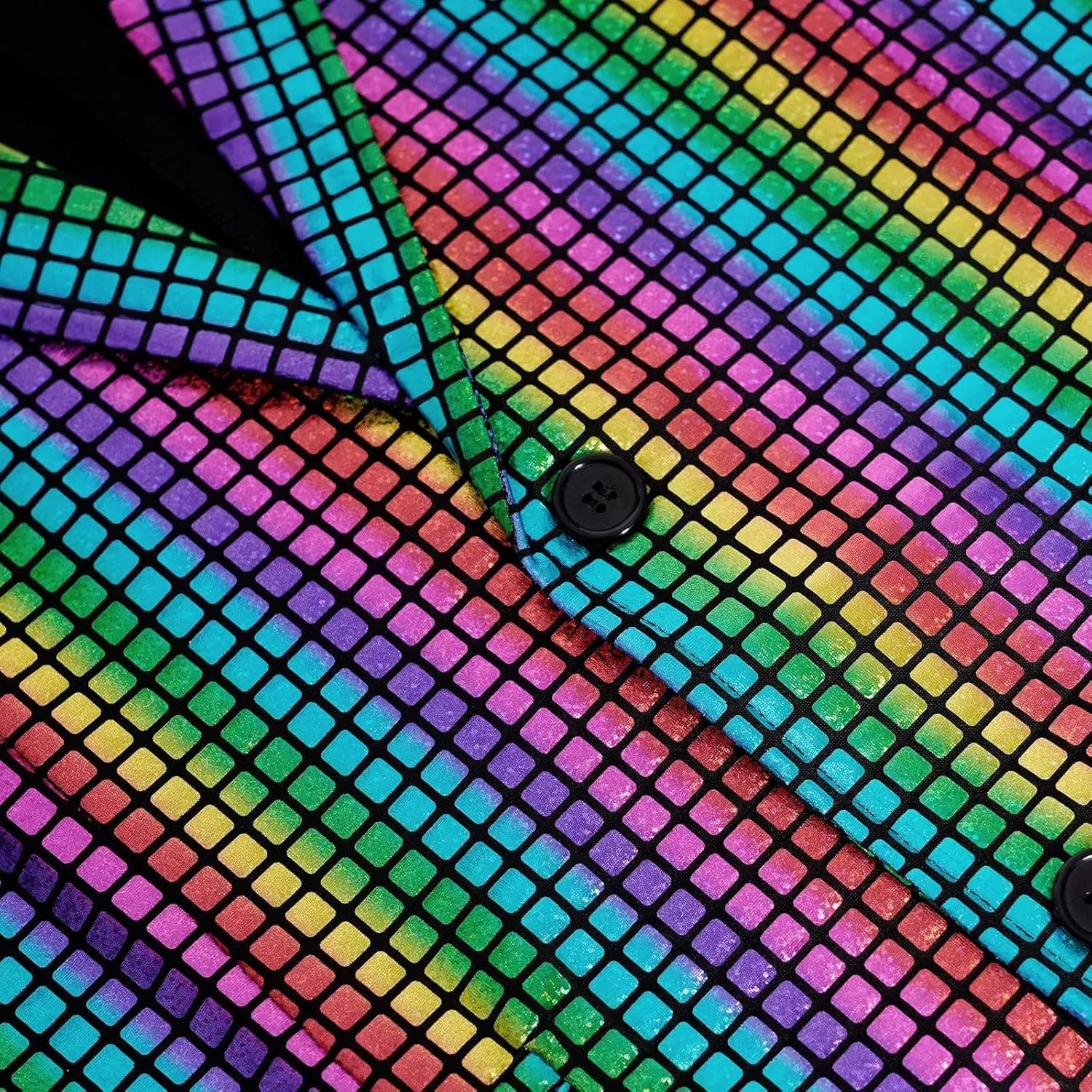 Men's 70s Disco Outfit Rainbow Suit Sequin Jacket and Pants Halloween Party Costume