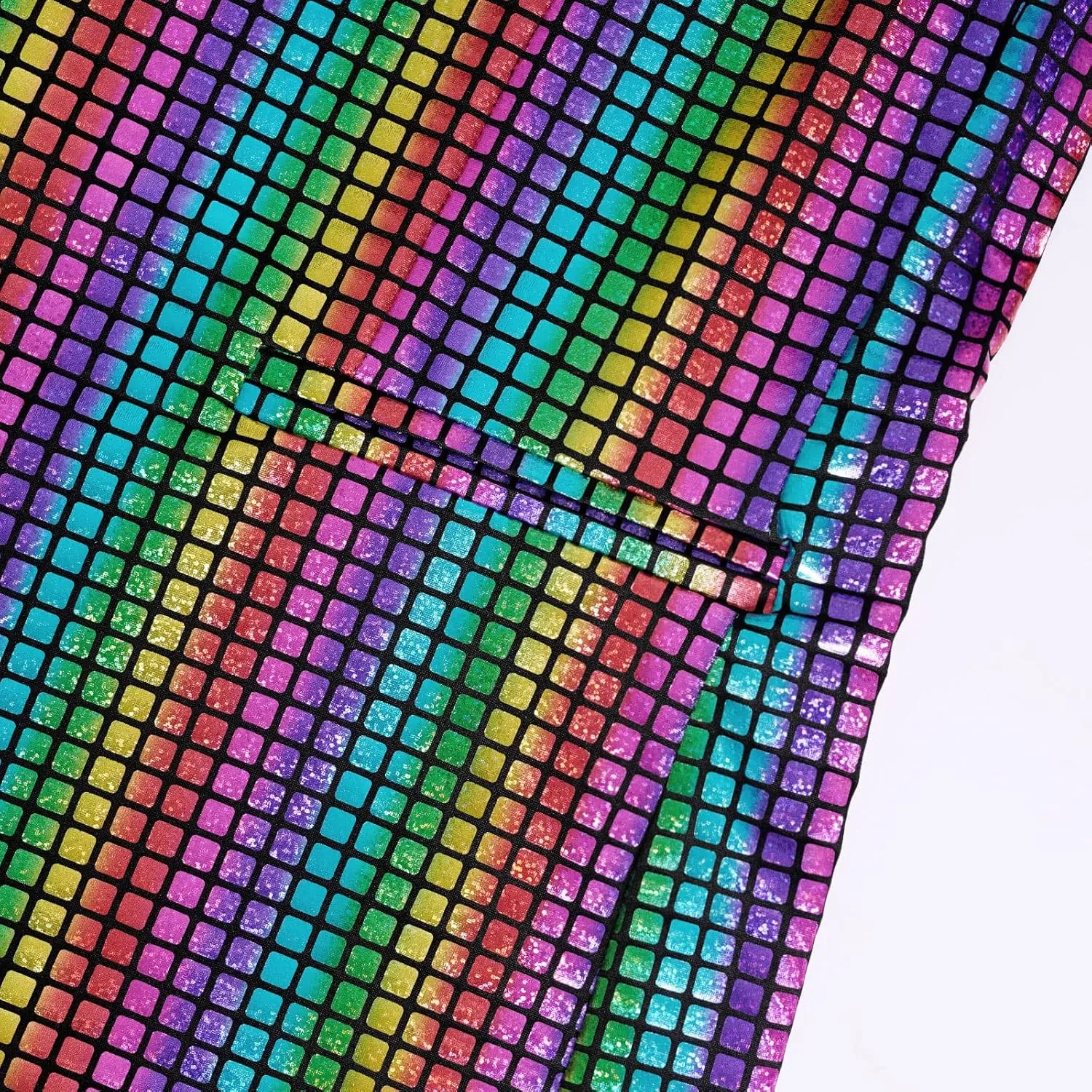 Men's 70s Disco Outfit Rainbow Suit Sequin Jacket and Pants Halloween Party Costume