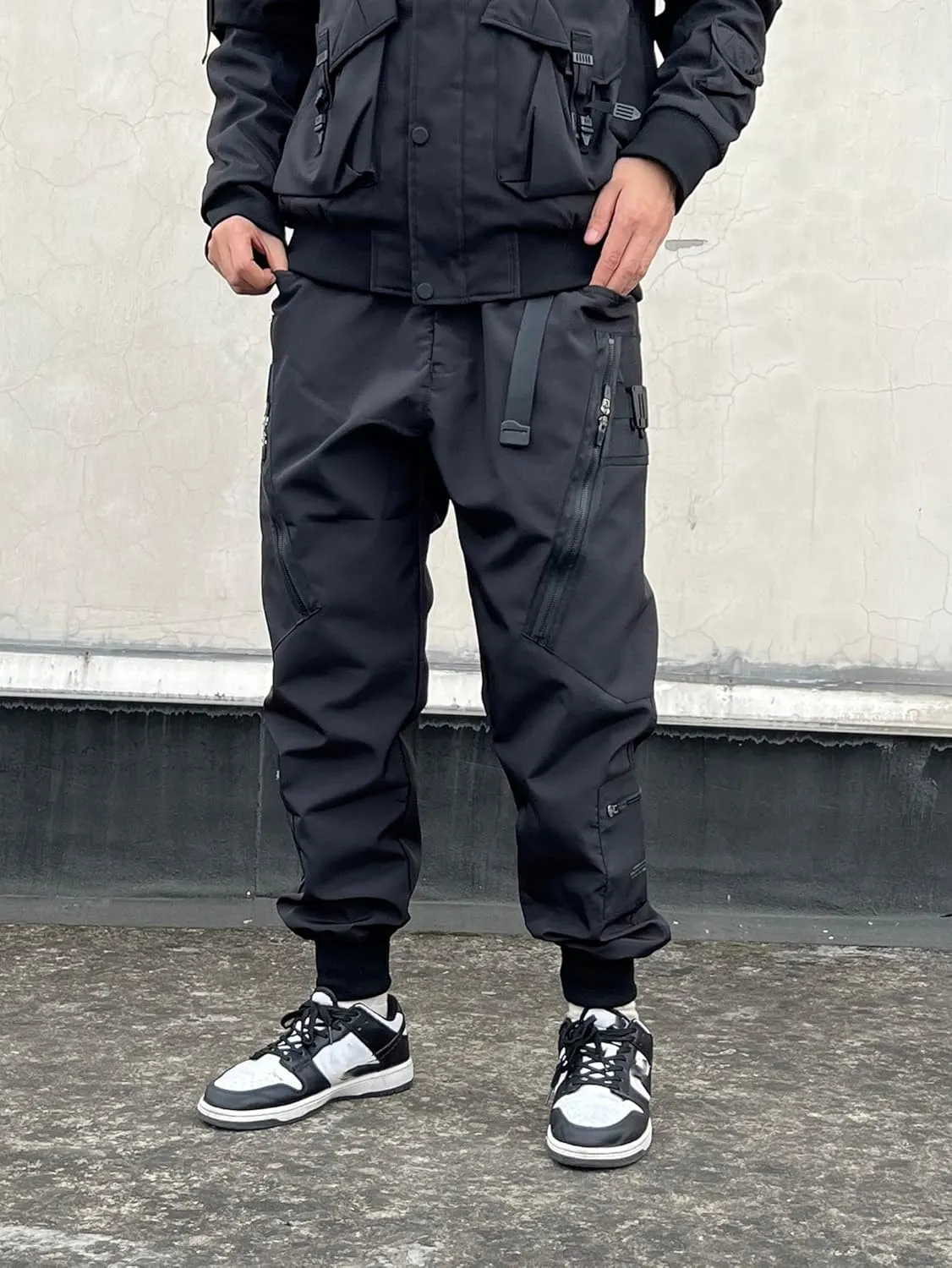 Men's Cyberpunk Buckle Straps Harem Pants with Pockets