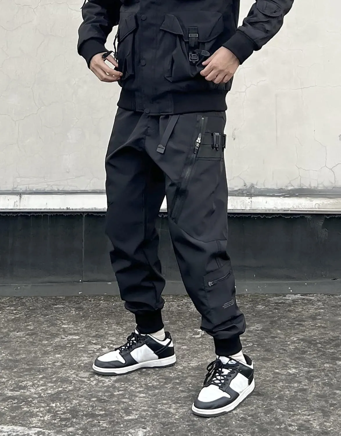Men's Cyberpunk Buckle Straps Harem Pants with Pockets