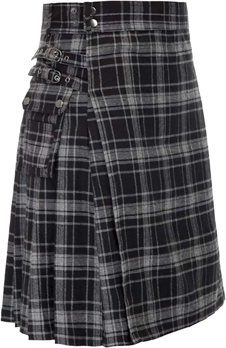 Men's Fashion Scottish Style Plaid Contrast Color Pocket Pleated Skirt Kilt for Men Irish Traditional Highland