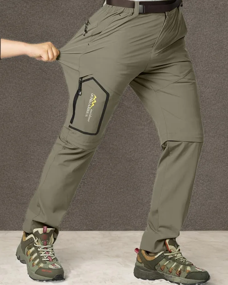 Mens Hiking Pants Convertible Quick Dry Lightweight Zip Off Outdoor Fishing Safari Pants