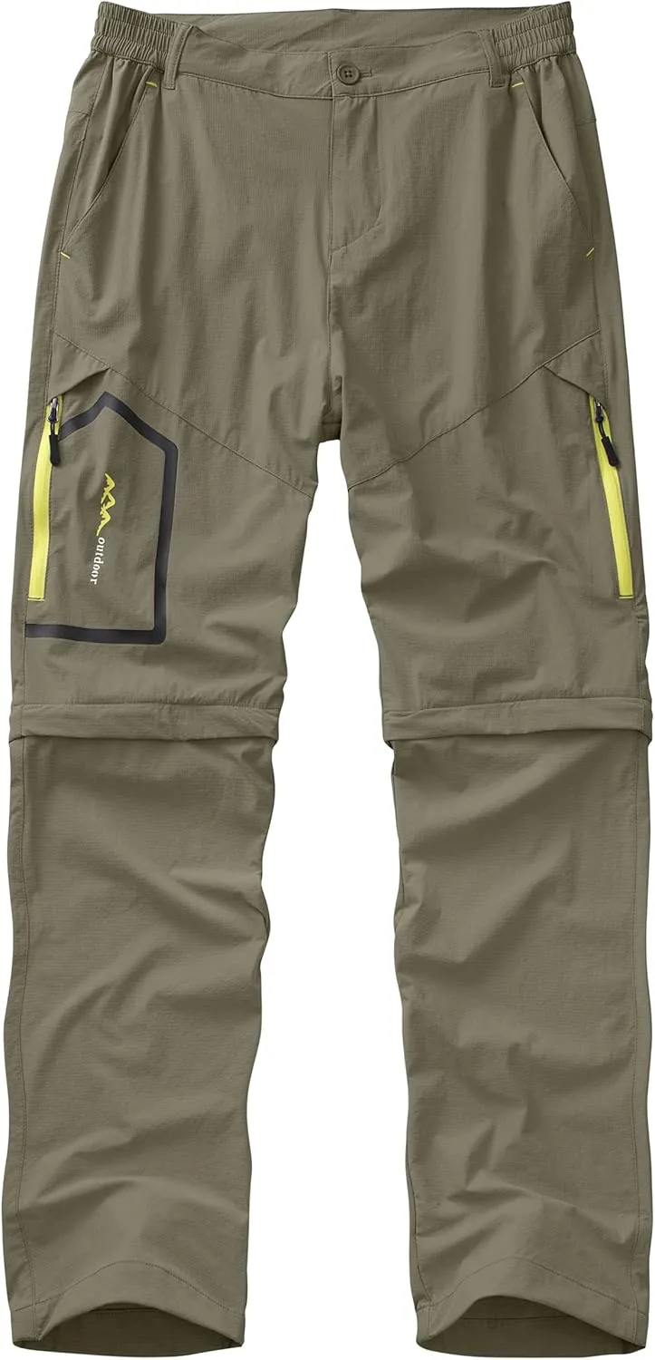Mens Hiking Pants Convertible Quick Dry Lightweight Zip Off Outdoor Fishing Safari Pants