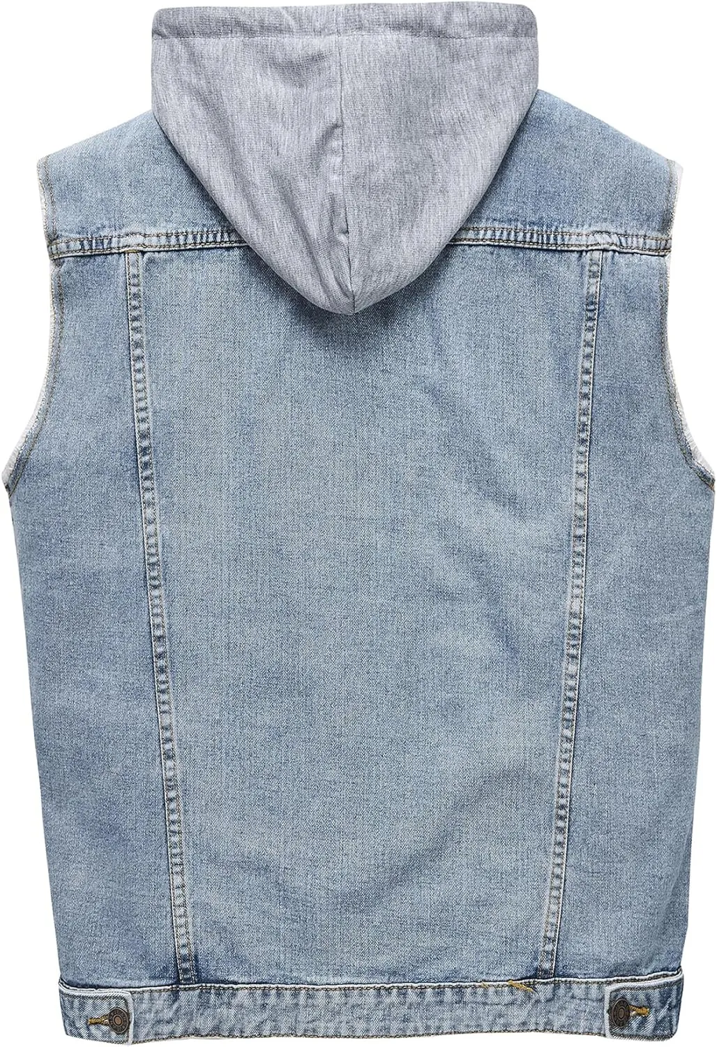 Men's Hooded Denim Vest Classic Stretchy Trucker Sleeveless Jean Jacket