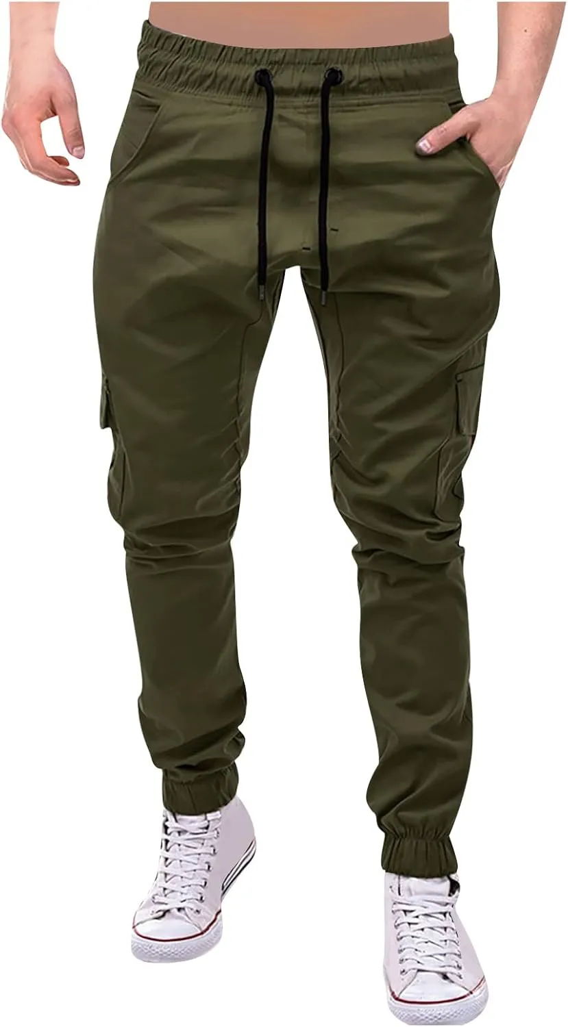 Men's Plus Size Pants Overalls Drawstring Multi Pocket Casual Pants Hiking Pants Cotton Twill Pants Hiking