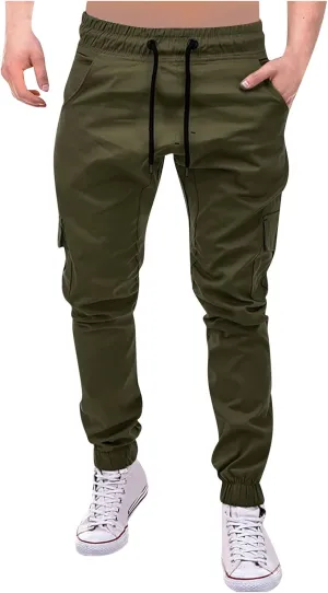 Men's Plus Size Pants Overalls Drawstring Multi Pocket Casual Pants Hiking Pants Cotton Twill Pants Hiking