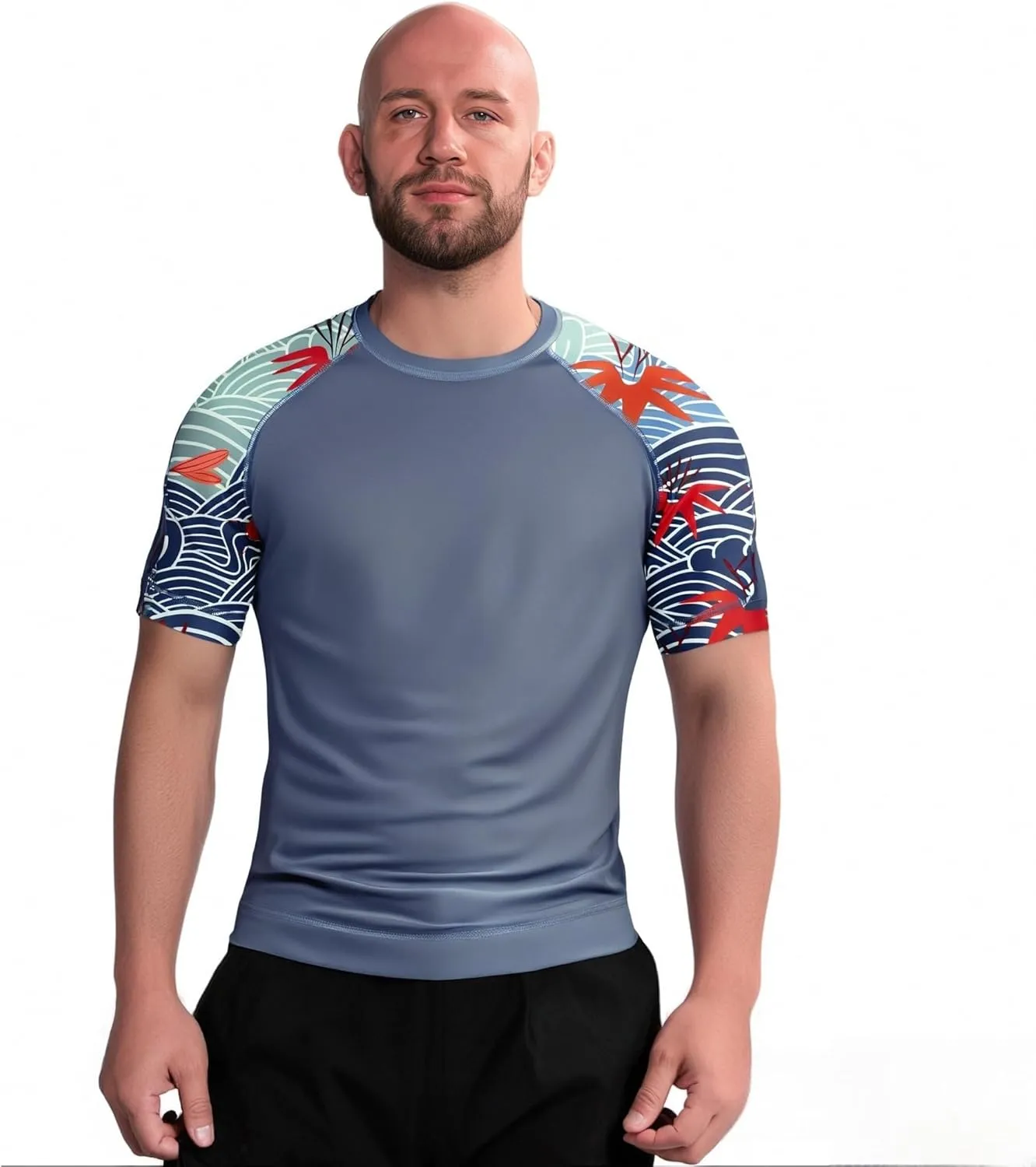 Men's Rash Guard Skins Compression Shirt UPF 50  Quick Dry Short Sleeve Compression Shirts, Athletic Workout Shirt