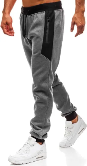 Mens Running Sweatpants with Zip Pockets Loose Fit Cinch Bottom Lounge Pants for Men Elastic Waist Drawstring Casual Trousers