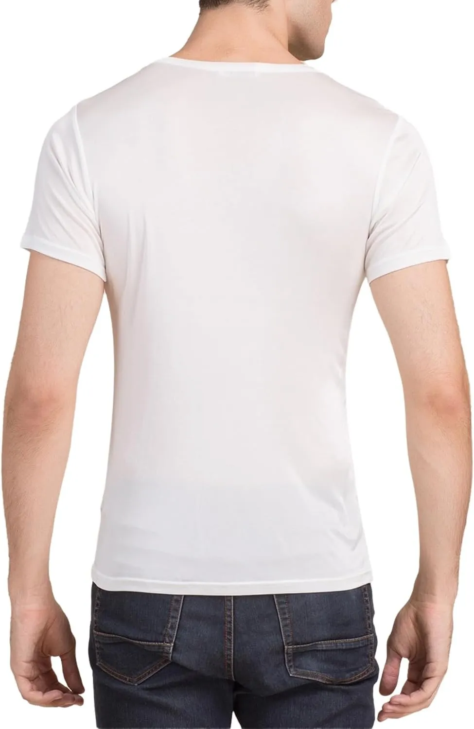 Mens Silk Knitted T Shirt 100% Pure Mulberry Silk Sleep T Shirt Crew Neck Top Undershirt Blouse Short Sleeve Tee Tops