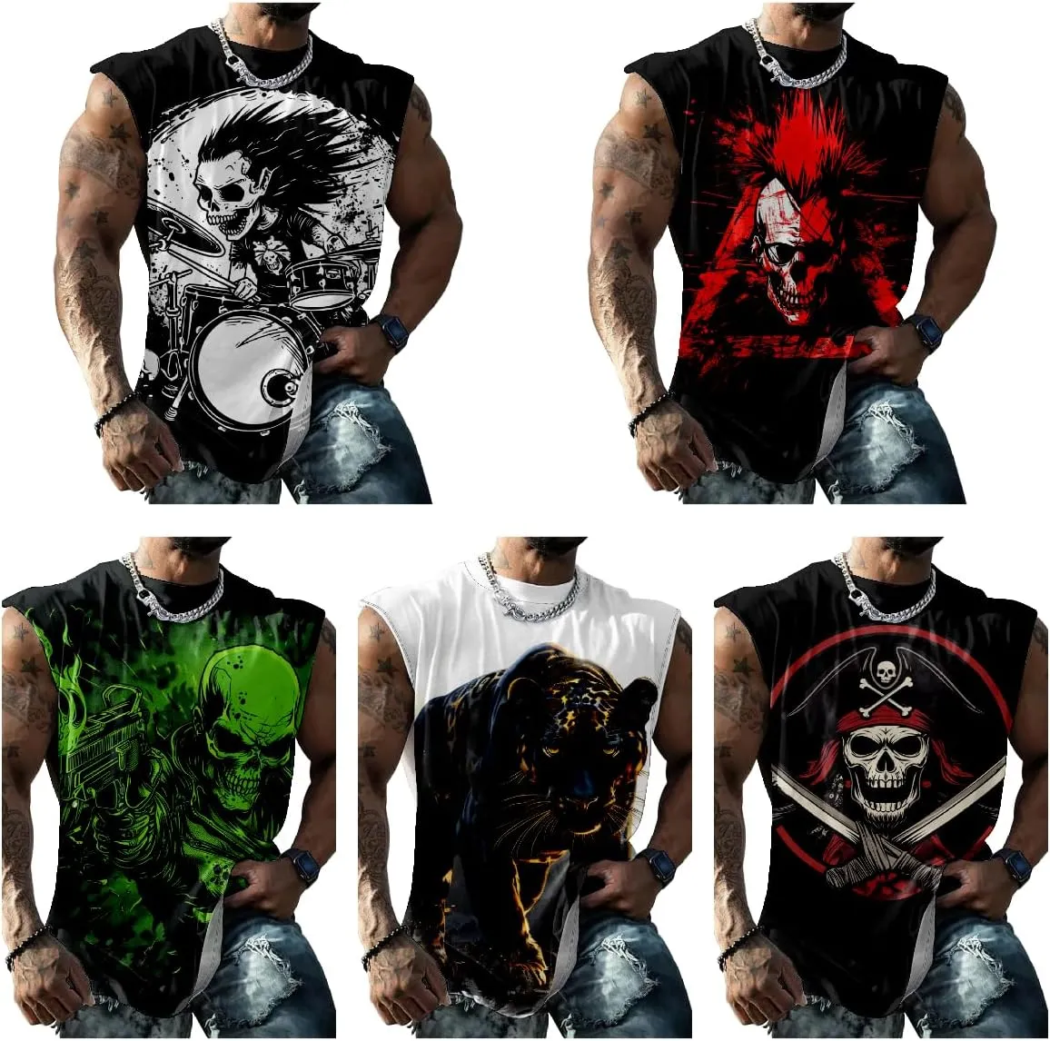 Mens Sleeveless Tee Shirts Muscle Tank Top Quick Dry Tough Guy Workout Loose Tank Tops Suitability Workout Gym