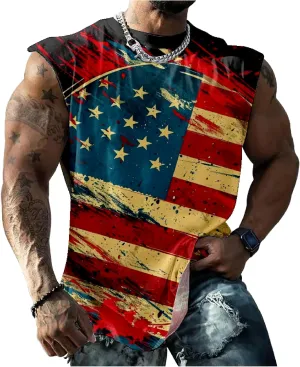 Mens Sleeveless Tee Shirts Muscle Tank Top Quick Dry Tough Guy Workout Loose Tank Tops Suitability Workout Gym