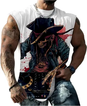 Mens Sleeveless Tee Shirts Muscle Tank Top Quick Dry Tough Guy Workout Loose Tank Tops Suitability Workout Gym