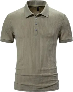 Men's Striped Golf Polos Shirts Solid Color Short Sleeve Lightweight T Shirt Summer Casual Quick Dry Tops