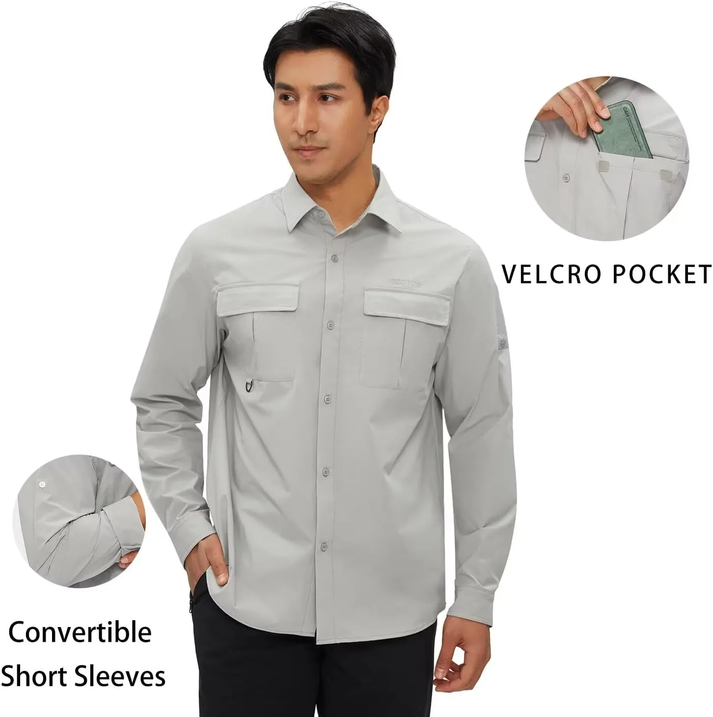 Men's Sun Shirts Long Sleeve UPF 50  UV Quick Dry Cooling Fishing Shirt Tactical Sun Protection Outdoor Hiking Gardening