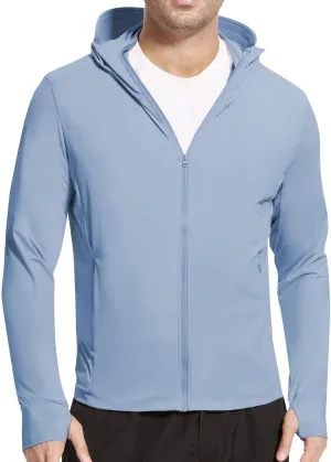 Men's UPF 50  Sun Protection Shirts Cooling SPF Hoodie Jacket Pocket Long Sleeve UV Clothing for Fishing Hiking