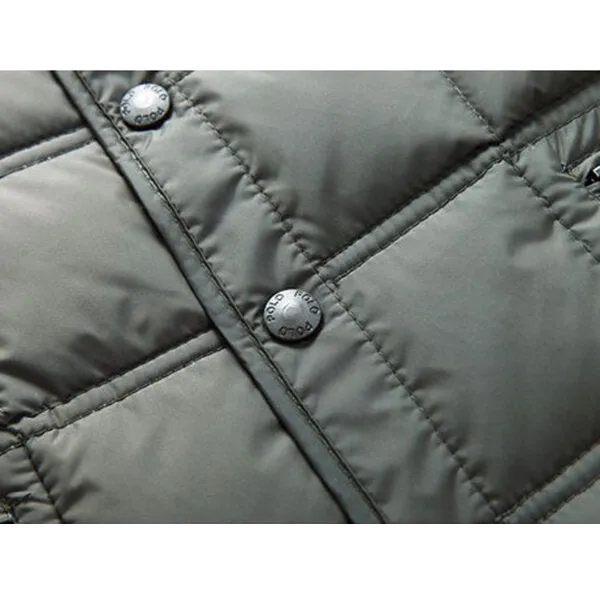 Men's Winter V-Neck Solid Color Warm Down Vest for Middle-Aged Casual Wear