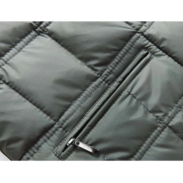 Men's Winter V-Neck Solid Color Warm Down Vest for Middle-Aged Casual Wear