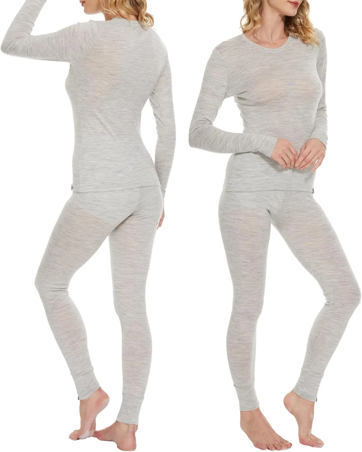 MERINNOVATION Merino Wool Base Layer Women 100% Merino Wool Long Sleeve Thermal Shirts for Women for Skiing Hiking