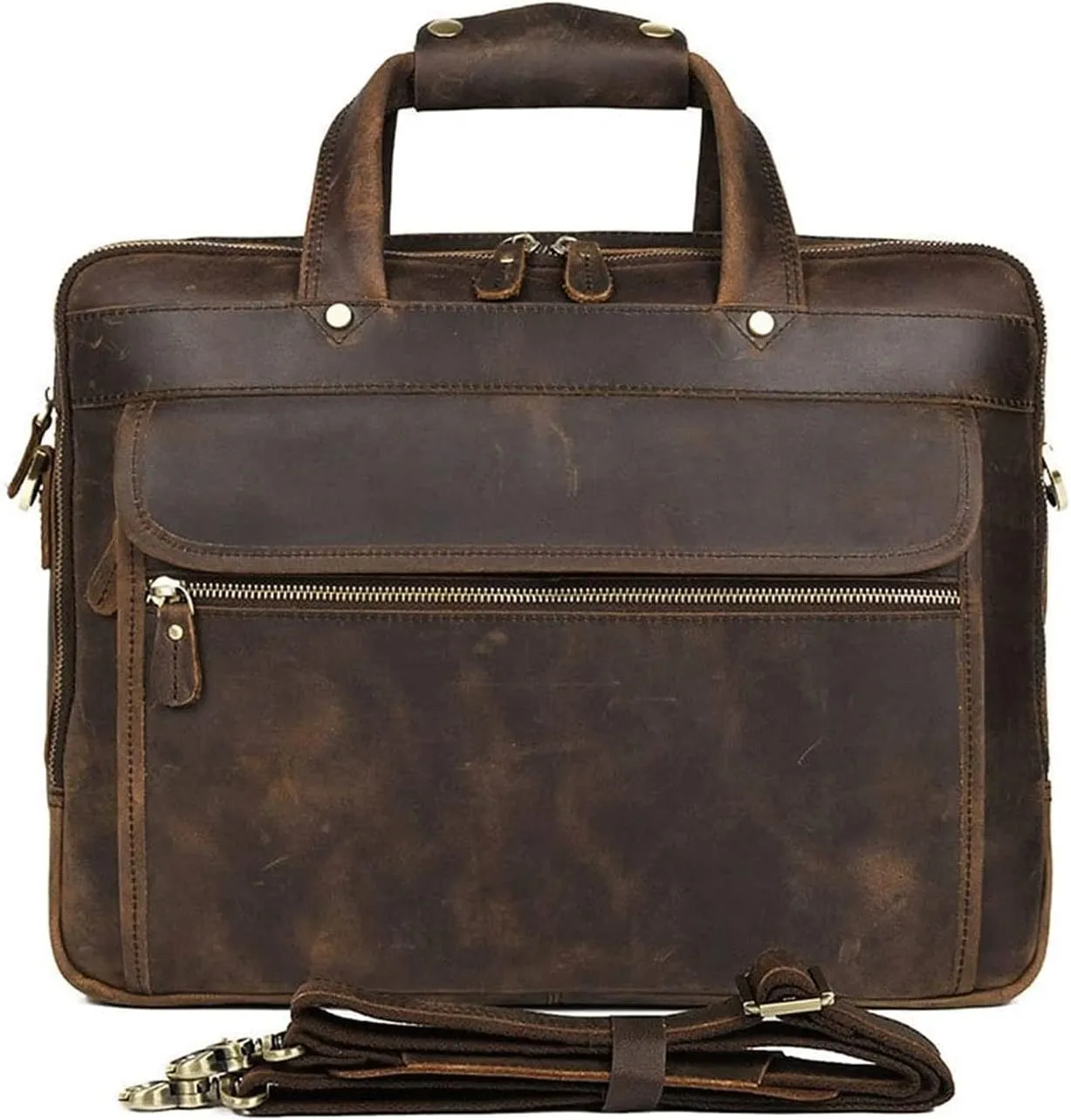 Messenger Bag, 15.6 inch Leather Messenger Bag Genuine Leather Briefcase for Men Large Satchel Shoulder Bag Rugged Leather Computer Laptop Bag(Size:39 * 12.5 * 30cm)