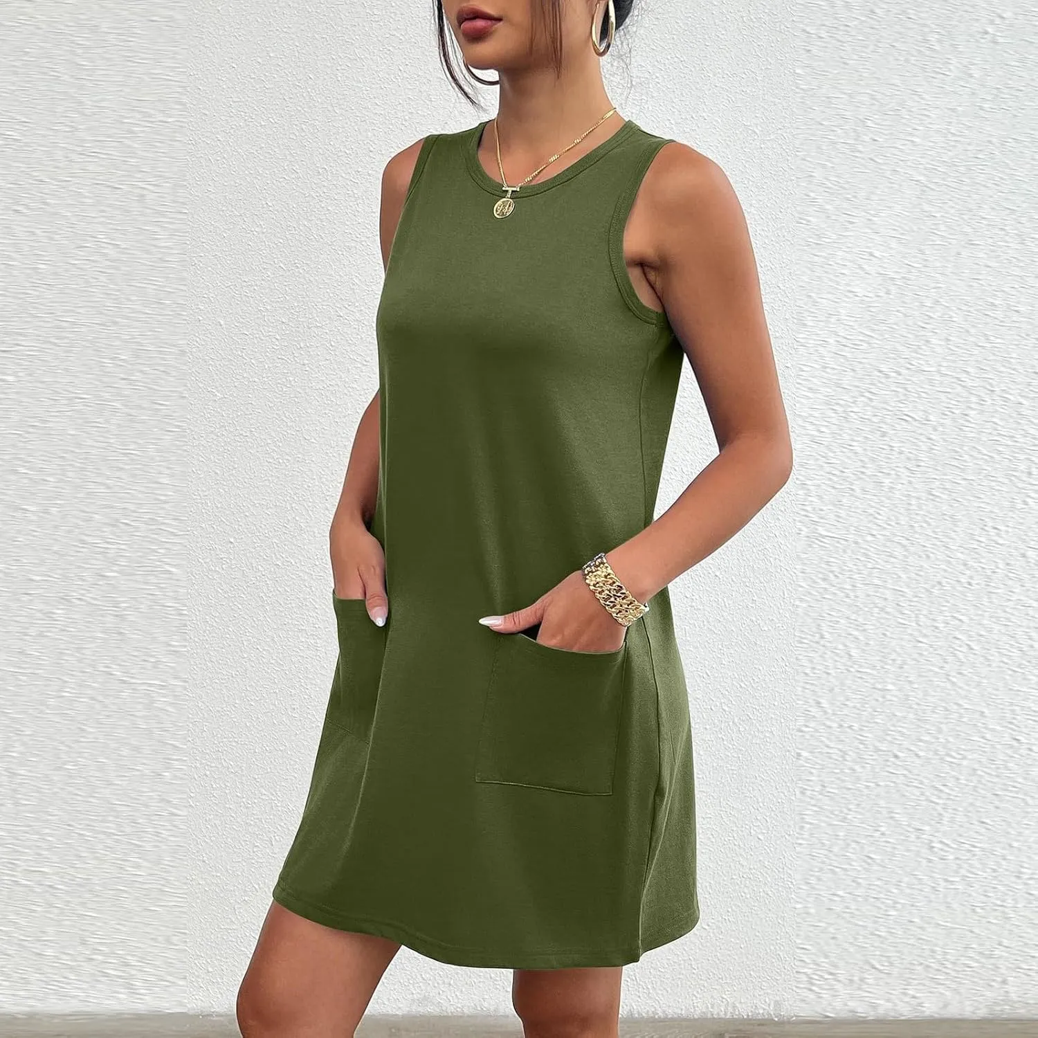 midelxp Tank Dresses for Women 2025 Casual Summer Sleeveless Dress with Pockets Boho Beach Dress Comfy Vacation Mini Sundress