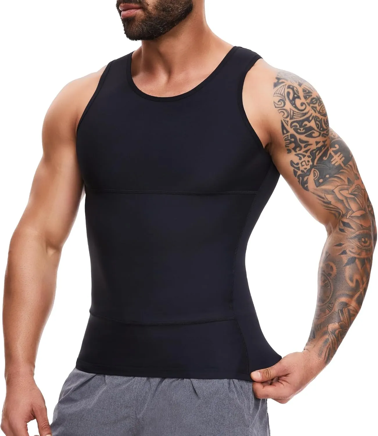 MISS MOLY Compression Shirts for Men Tummy Control Undershirt Gynomastica Slimming Vest Waist Trainer Tank Top Shapewear
