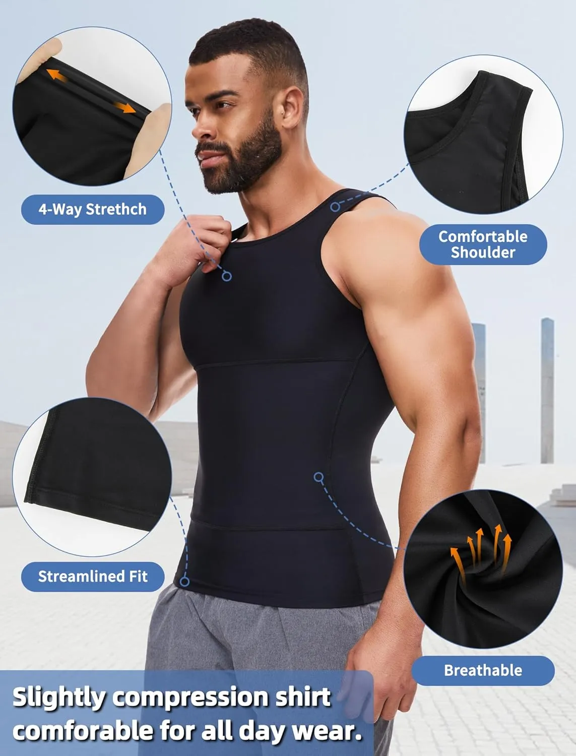 MISS MOLY Compression Shirts for Men Tummy Control Undershirt Gynomastica Slimming Vest Waist Trainer Tank Top Shapewear