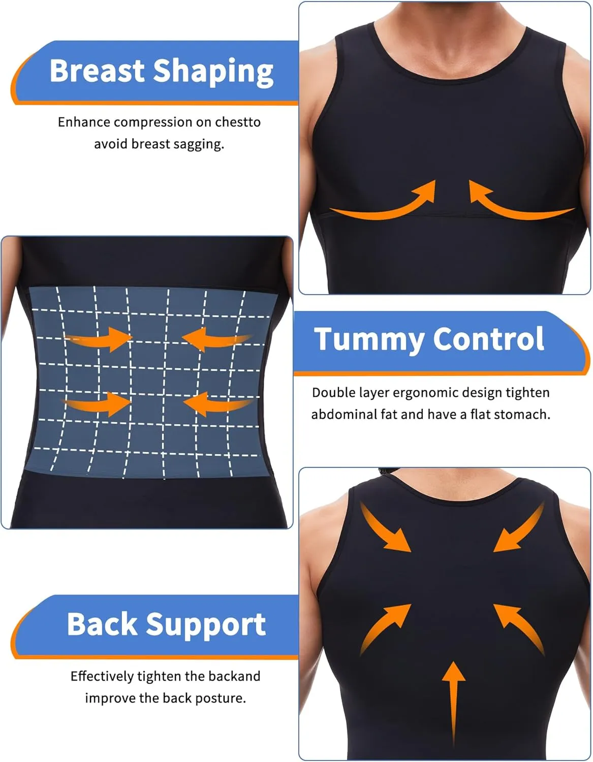 MISS MOLY Compression Shirts for Men Tummy Control Undershirt Gynomastica Slimming Vest Waist Trainer Tank Top Shapewear