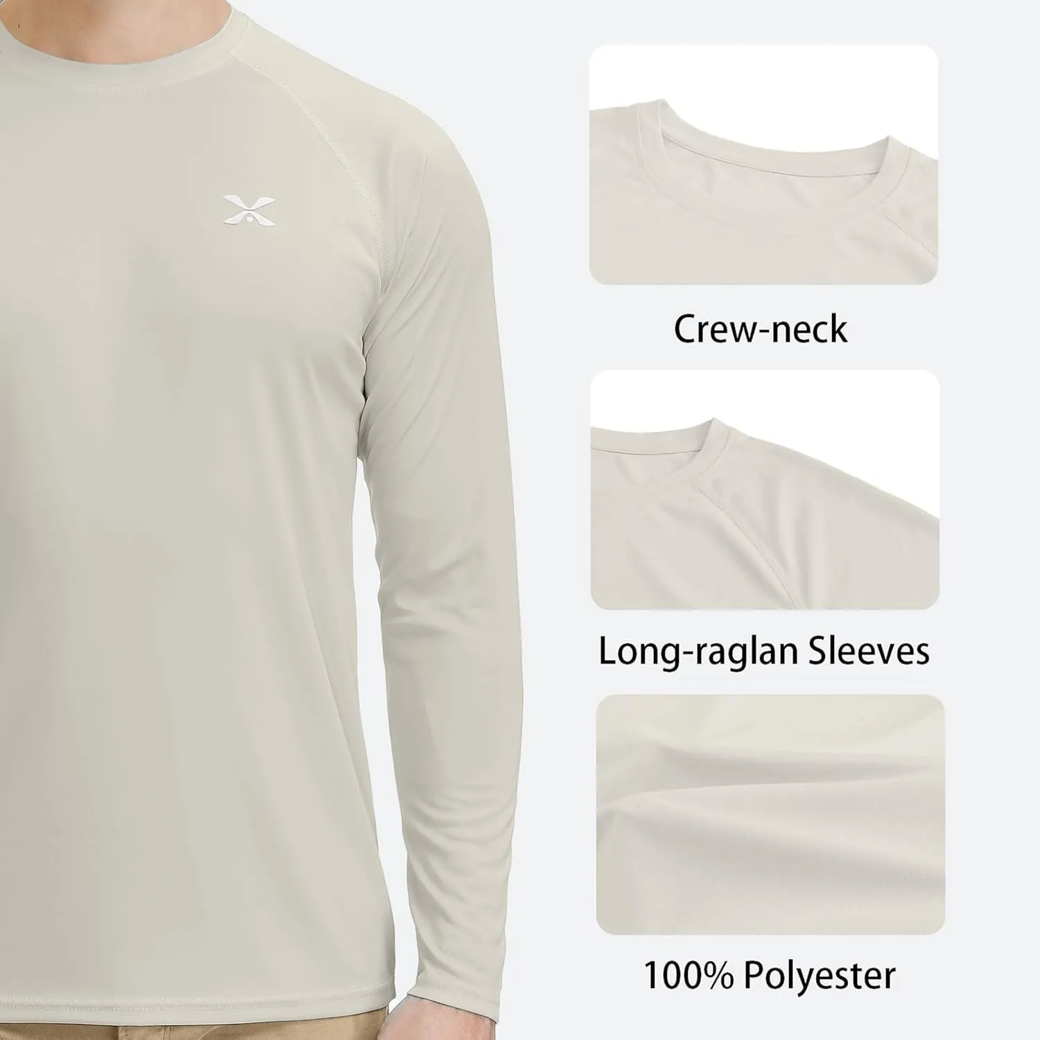 MOHEEN Men's Long Sleeve Rashguard UPF 50  Sun Shirts Quick Dry Hiking Fishing Swim T-Shirt M-3XL