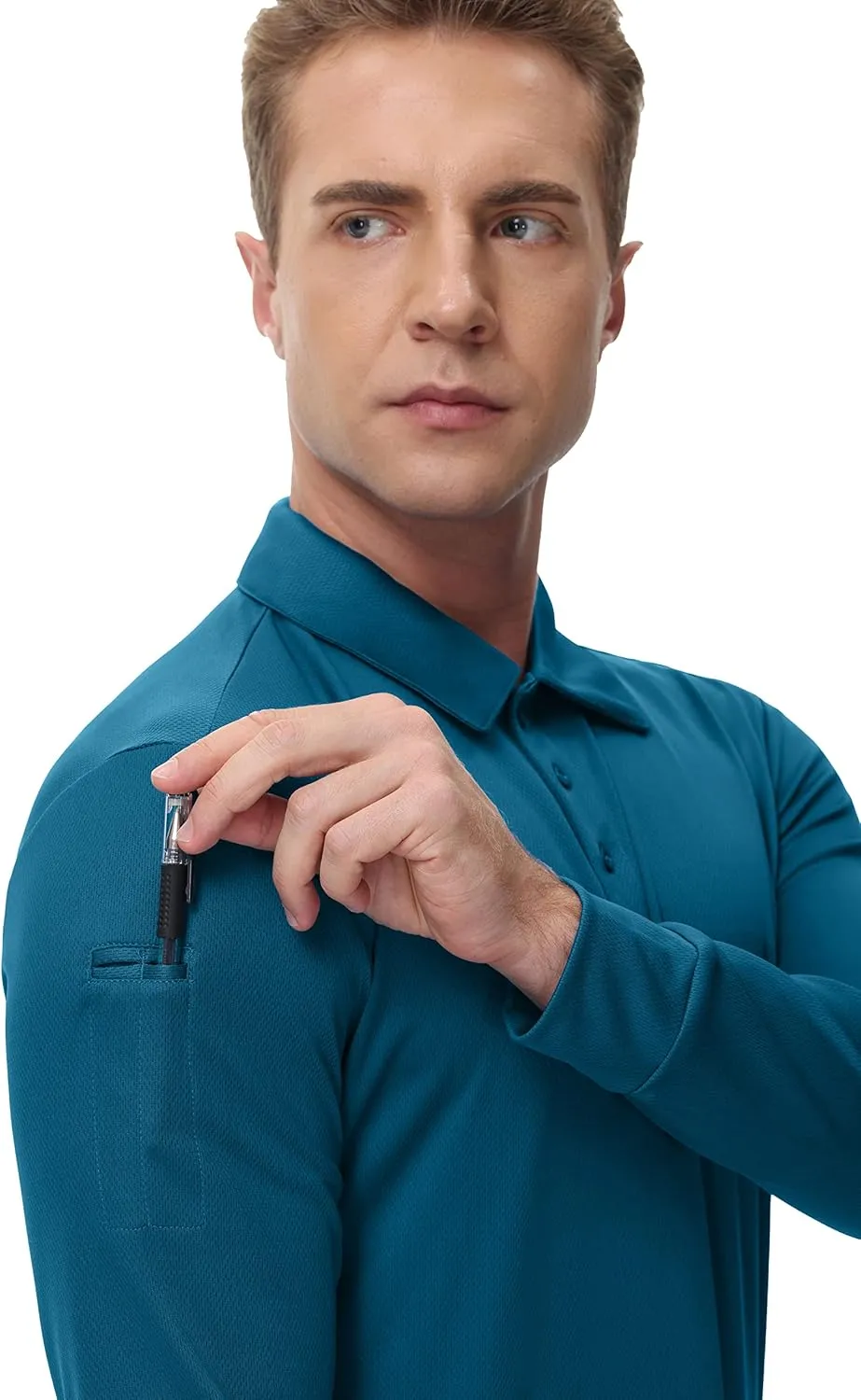 MOHEEN Men's Pique Polo Shirts Dry Fit UPF 50  Long Sleeve Golf Shirt Big and Tall M-6XL