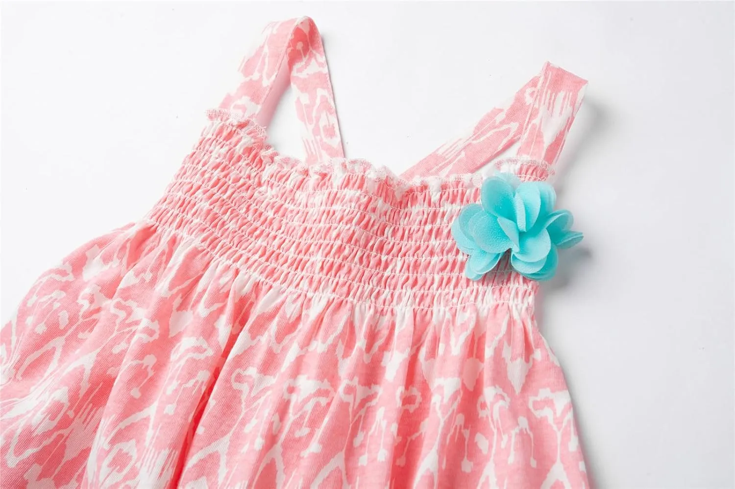 Mud Kingdom Fashion Smocked Little Girls Slip Sundress Cute Printing Cotton Summer