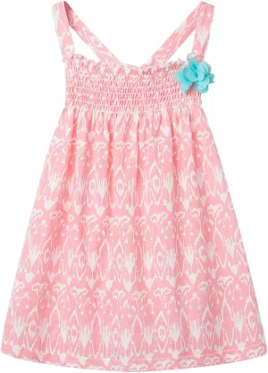Mud Kingdom Fashion Smocked Little Girls Slip Sundress Cute Printing Cotton Summer