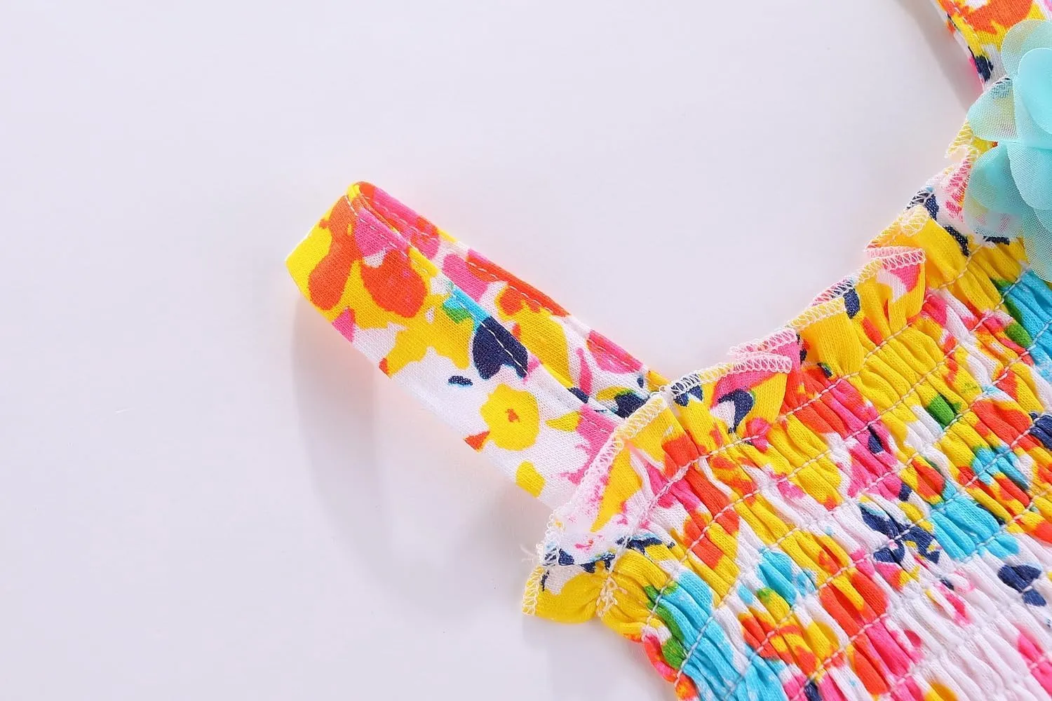Mud Kingdom Fashion Smocked Little Girls Slip Sundress Cute Printing Cotton Summer