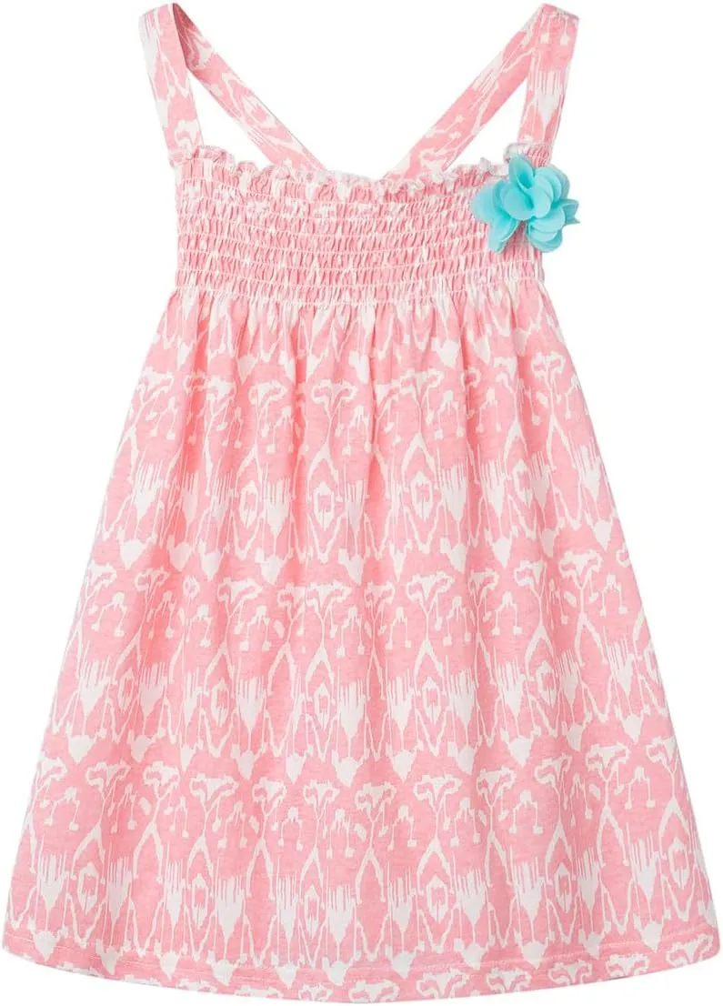 Mud Kingdom Fashion Smocked Little Girls Slip Sundress Cute Printing Cotton Summer