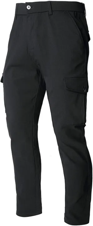Muscularfit Tactical Pants for Men Stretch Solid Cotton Cargo Pant Causal Multi Pockets Buckle Zipper Sweatpants Trousers