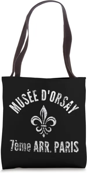 Muse d'Orsay 7th Arr. Paris Fleur de Lis Distressed Tote Bag