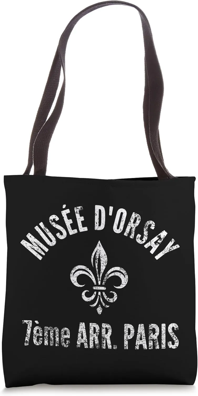 Muse d'Orsay 7th Arr. Paris Fleur de Lis Distressed Tote Bag