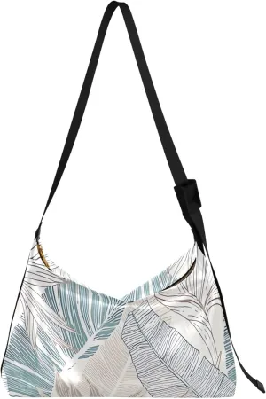 Nature Leaf Tropical Hobo lady Handbags Leather Large Men Leather Purse Designer Leaf Print Designer Shoulder Handbag