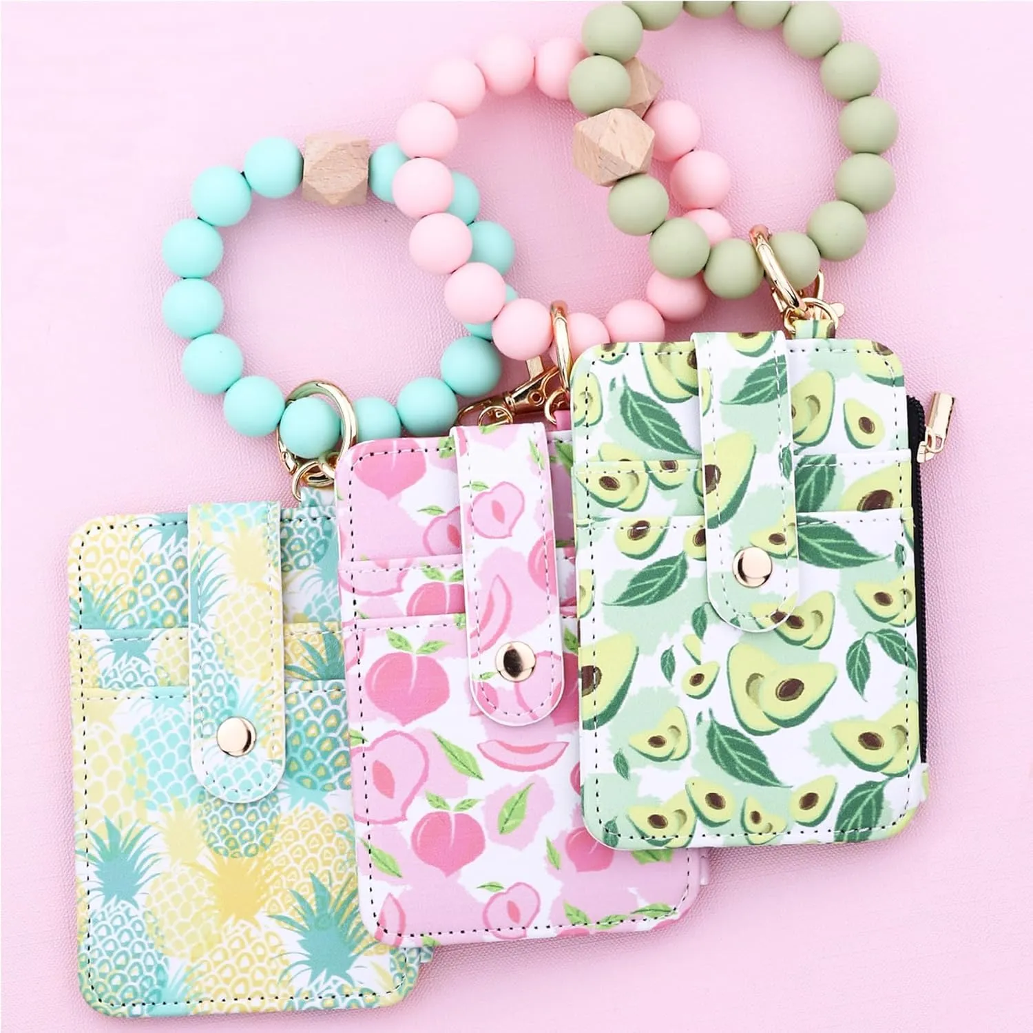 Obviouslye Women's Boho Beaded Wallet, Beaded Wallet for Women, Women Style Bead and Tassel Wristlet Keychain Wallets with Floral Fruit Pattern (A6)