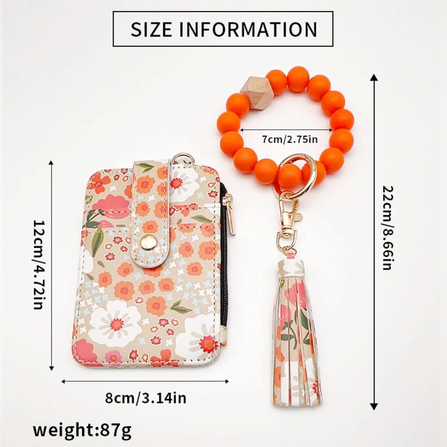 Obviouslye Women's Boho Beaded Wallet, Beaded Wallet for Women, Women Style Bead and Tassel Wristlet Keychain Wallets with Floral Fruit Pattern (A6)