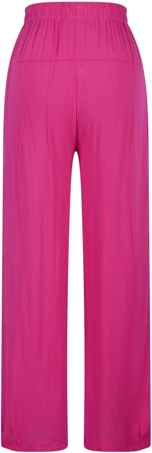 Oplxuo Cotton Linen Pants for Women Trendy Elastic Bottom Casual Comfy Baggy Harem Pants High Waist Summer Beach Trousers