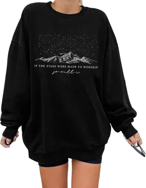 Oversized Christian Sweatshirt for Women: Bible Verse Inspirational Long Sleeve Shirt Religious Pullover Tops