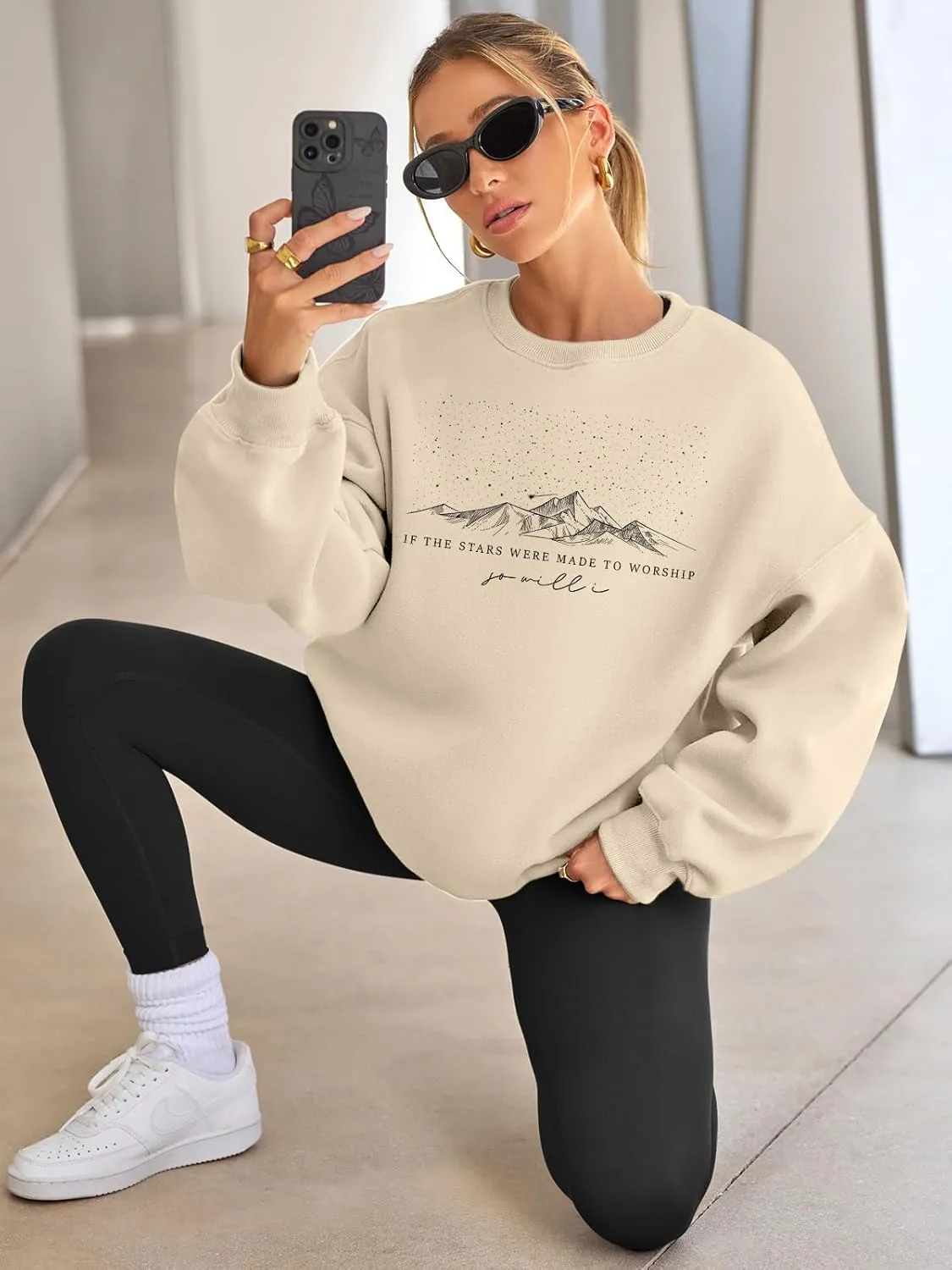 Oversized Christian Sweatshirt for Women: Bible Verse Inspirational Long Sleeve Shirt Religious Pullover Tops