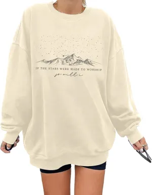 Oversized Christian Sweatshirt for Women: Bible Verse Inspirational Long Sleeve Shirt Religious Pullover Tops