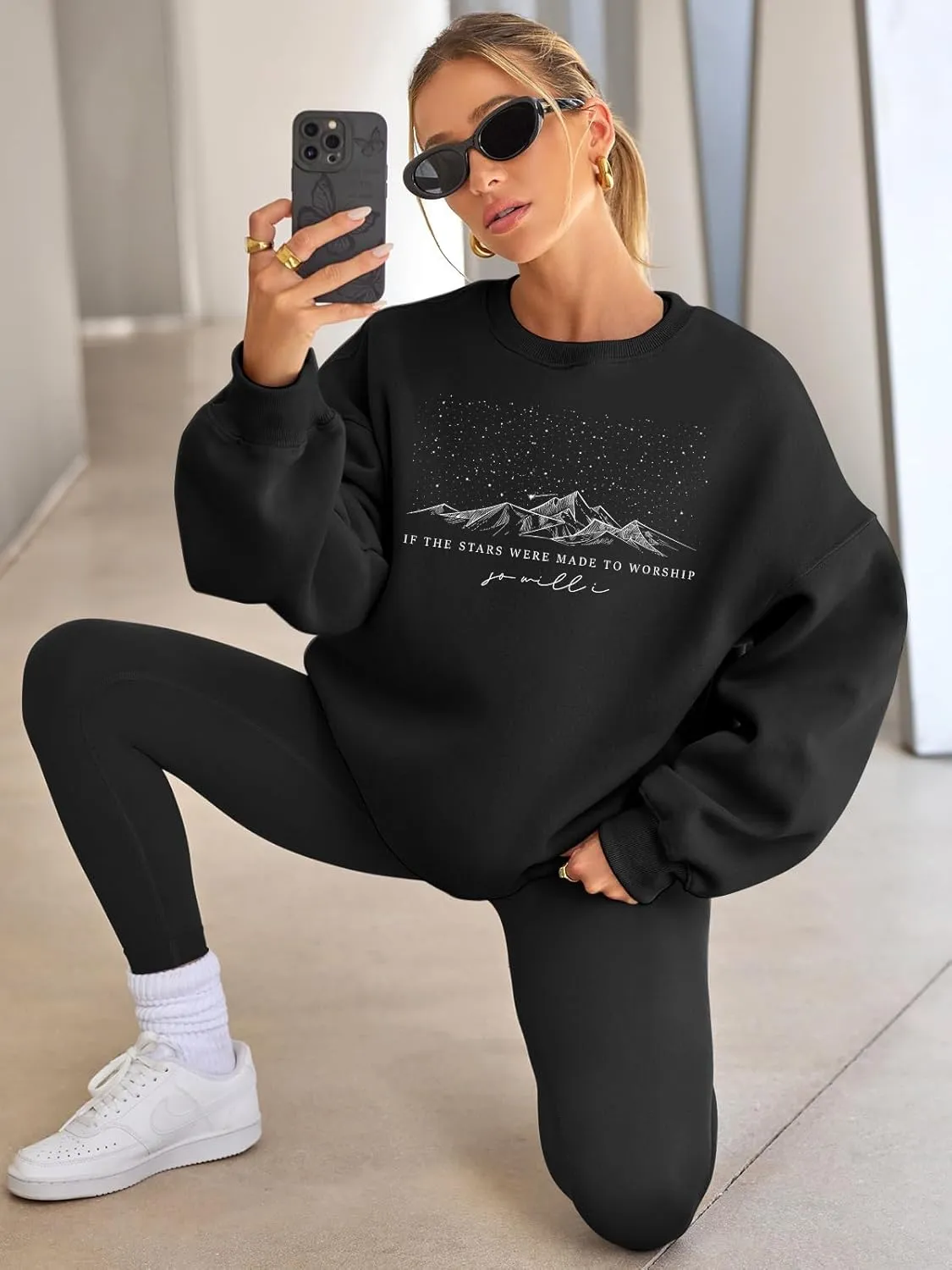 Oversized Christian Sweatshirt for Women: Bible Verse Inspirational Long Sleeve Shirt Religious Pullover Tops