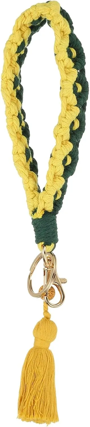PATIKIL Handmade Wristlet Keychain, Cute Macrame Keychain Flower Wrist Lanyard for Car Key Wallet