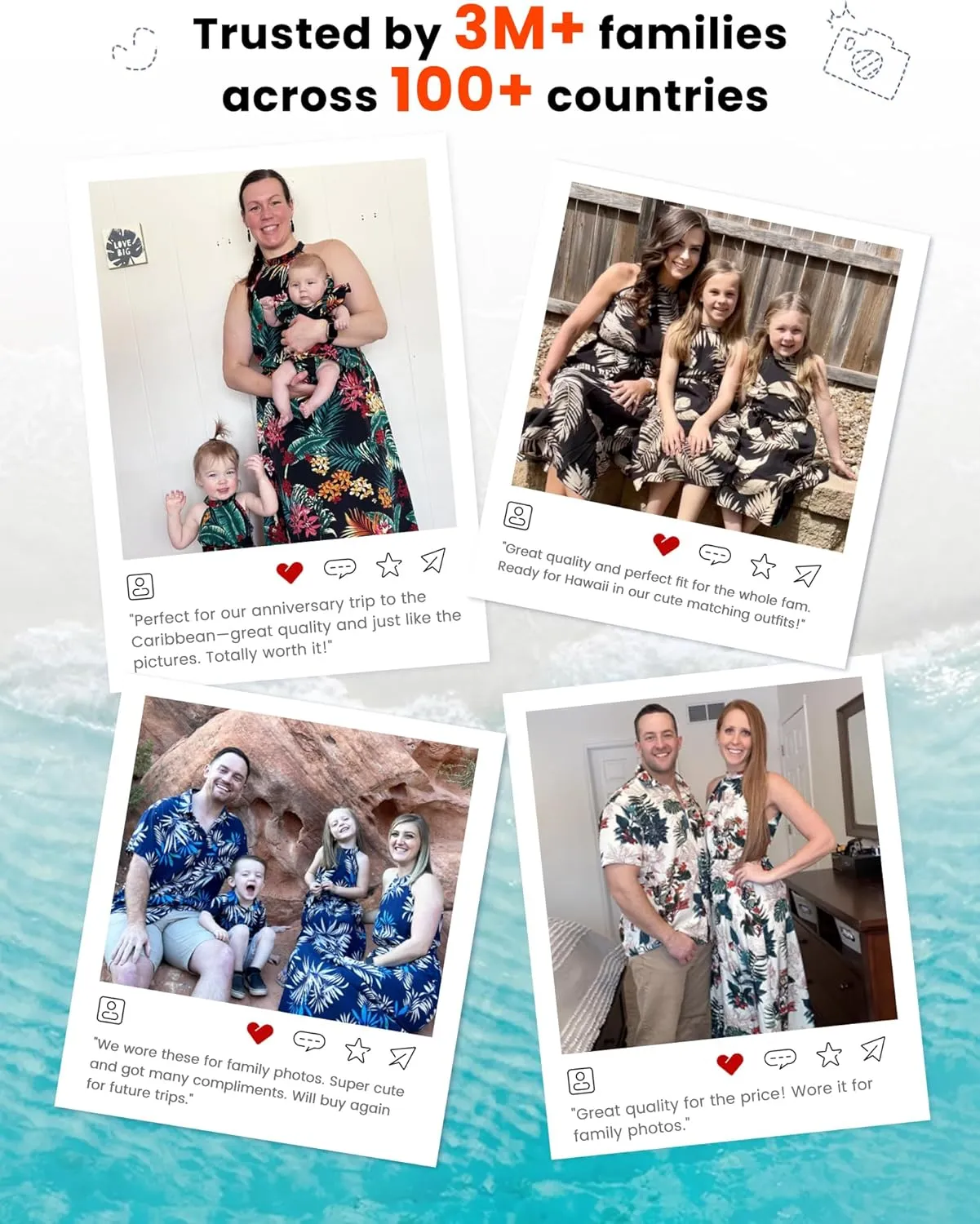 PATPAT Family Hawaiian Matching Outfits Mommy and Me Outfits Caribbean Vacation Summer Tropical Halter Sundresses and Shirts