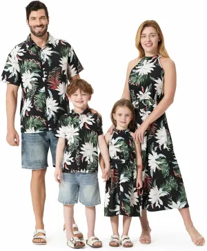 PATPAT Family Hawaiian Matching Outfits Mommy and Me Outfits Caribbean Vacation Summer Tropical Halter Sundresses and Shirts