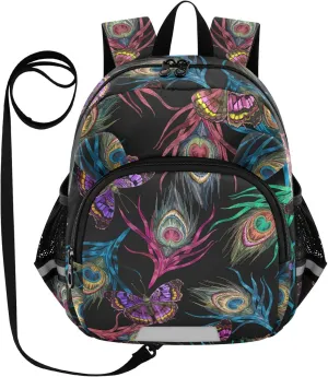 Peacock Feathers Butterflies Little Kid Toddler Backpack Baby Boys Girls Kindergarten Pre School Bags Cute Cartoon Backpacks for children