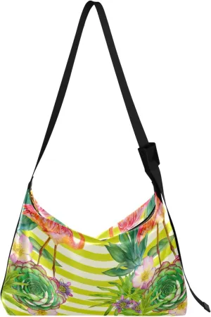 Pink Flamingo Exotic Stripes PU Leather Western Purse Hobo Large Purse Crossbody Cute Animal Print Women Handbag